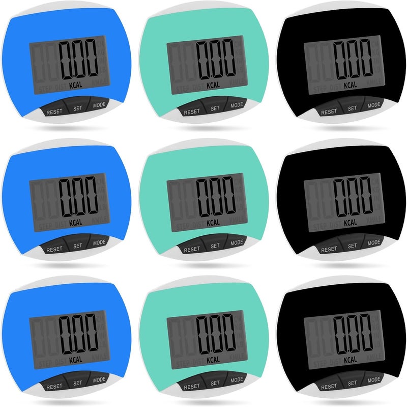 Copkim 9 Pcs Simple Pedometers Bulk for Walking Steps and Miles Walking Step Counters with Calories Burned Portable Clip Step Tracker for Seniors Man Women Jogging Hiking Running - Image 1